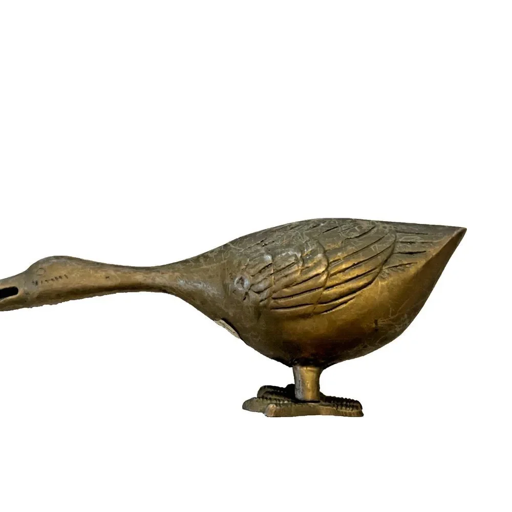 Vintage Solid Brass Duck Figurines PAIR Leonard Silver Mfg 8 3/4